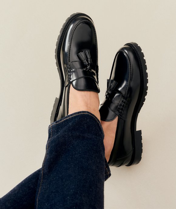 mocassin cuir noir vernis homme luxe