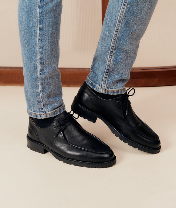 derbies cuir noir homme
