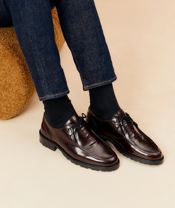 derbies cuir bordeaux homme