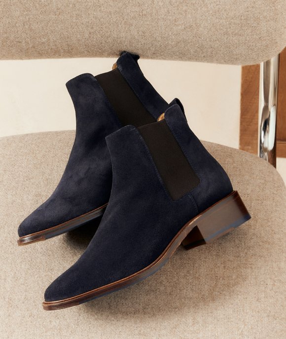 chelsea boots daim bleu marine