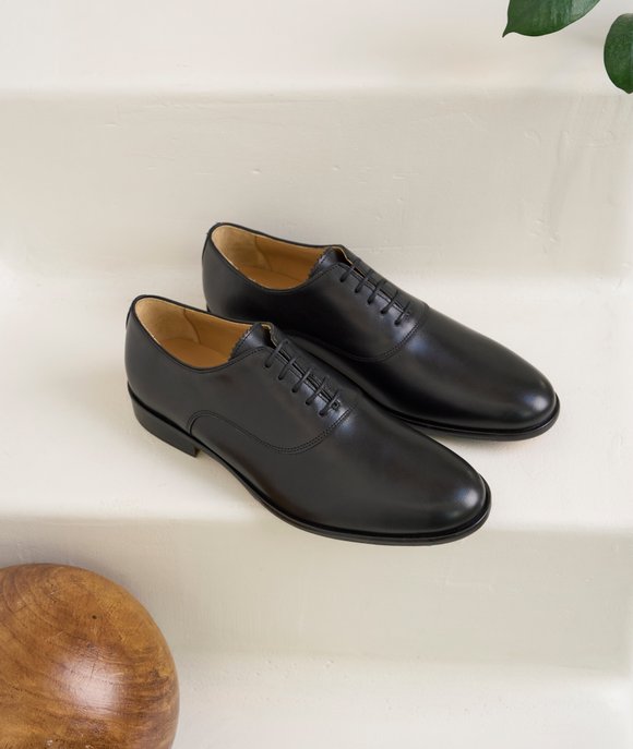 derbies cuir lisse noir homme
