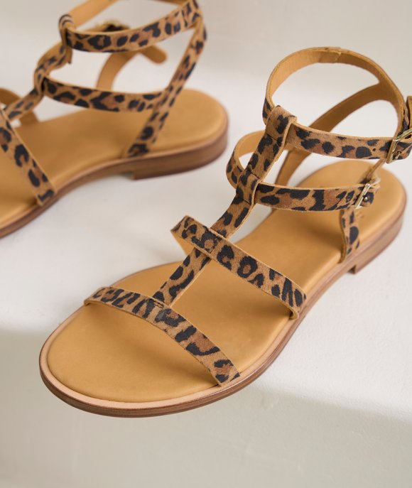 sandales nu-pieds leopard femme